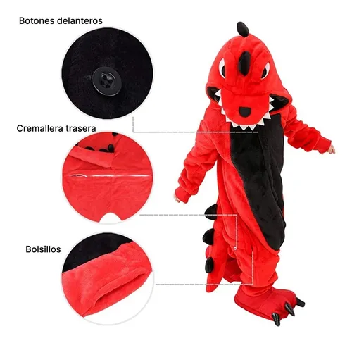 Kigurumi dinosaurio online rojo