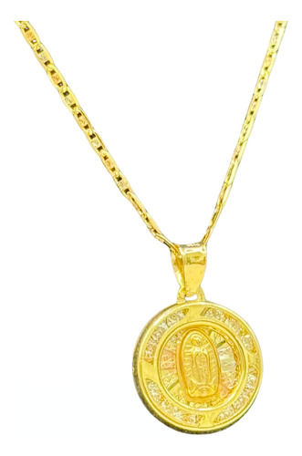 Cadena Fígaro Con Medalla Virgen De Guadalupe De Oro Italian