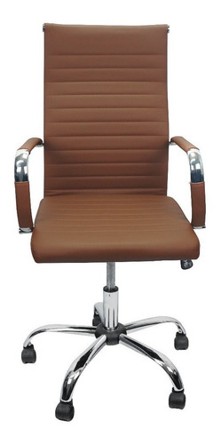 Cadeira de escritório Trato Presidente Esteirinha  marrom com estofado de couro sintético
