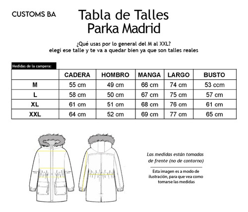 Imagen 7 de 10 de Customs Ba Camperas Mujer Campera Parka Invierno Larga Parch