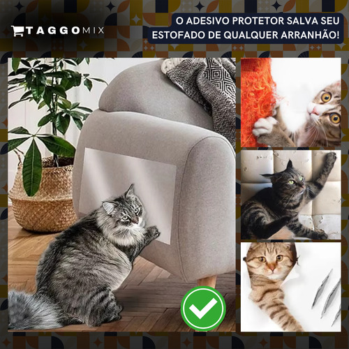 Protetor Adesivo Colante Arranhador Gato 5m X 45cm Pets