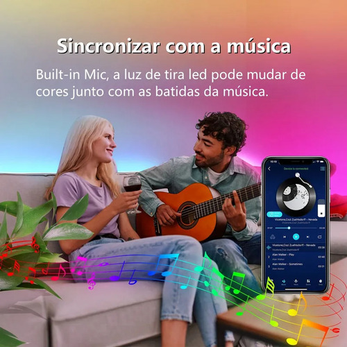20m Luz Fita Led Bluetooth Rgb Colorida Com Fonte Controle