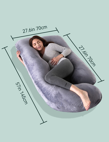 Vasoyo Almohada Para Embarazo En Forma De U Para Dormir Cómodo Con Funda De Terciopelo Lavable Gris;Para Embarazo En Forma De U Para Dormir Cómodo Con Funda De Gris; Terciopelo Cristal Lavable;Almohad