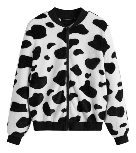 Abrigo Estampado A La Moda De Vaca Para Mujer, Manga Larga,