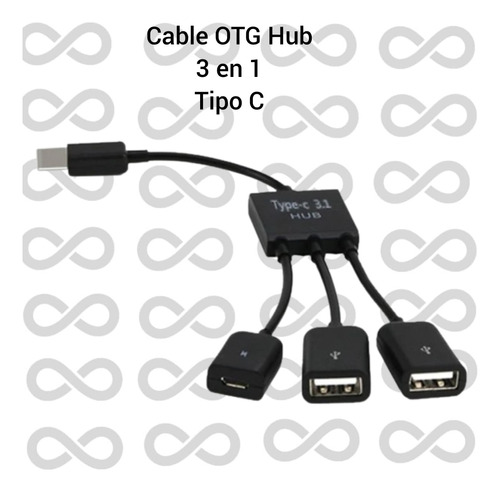 Cable Otg Hub 3 En 1 Tipo C / Cable Otg Celular 