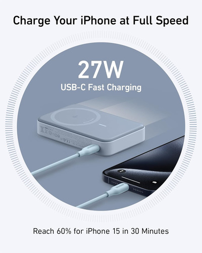 Anker Maggo Qi2 Power Bank 10k 15w Para iPhone 12 Al 16