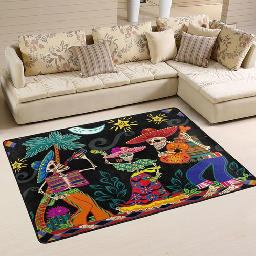 ~? Vigtro Skull Music Band Area Rug 36×24in Day Of The Dead 