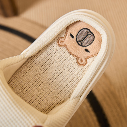 Capibara Pantuflas Mujer,sandalias Lino Para Parte Inferior