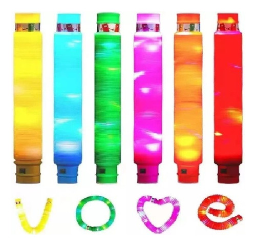 8 Pop Tubes Sensorial Luces Led Juguetes Para Niños Adultos