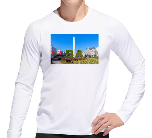 Remera Hombre Ml Obelisco Dia Buenos Aires Cielo Azul