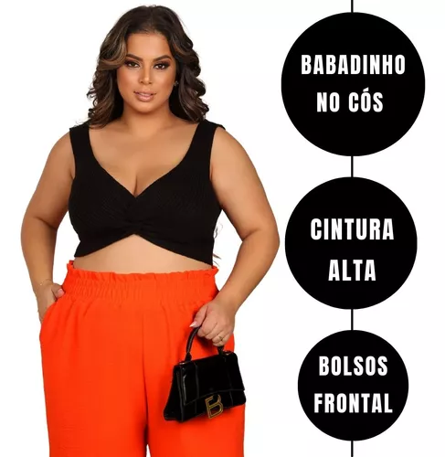 Calça Feminina Plus Size Confortável Elegante Linha Luxo