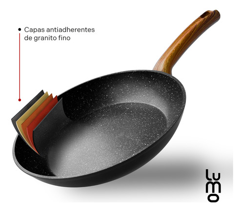 Sarten Antiadherente Lumo 28 Cm Marmol Negro Granito