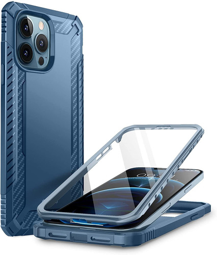 Funda Para iPhone 13 Pro Max 6.7 Azul Con Vidrio Protector