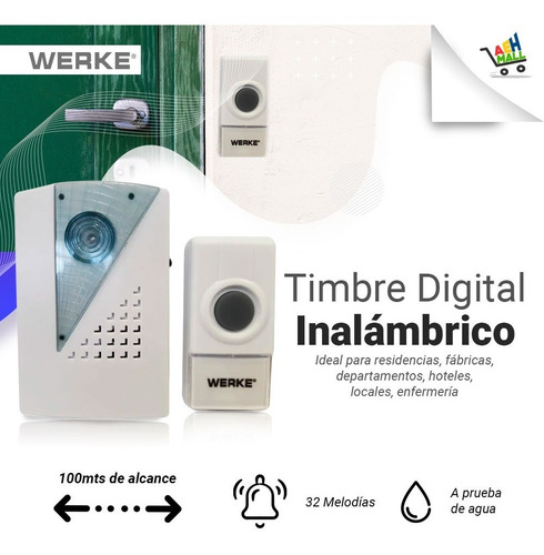 Timbre Inalámbrico 100 Metros De Alcance Werke