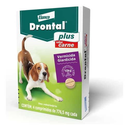 Vermífugo Bayer Drontal Plus Carne - Cães 10 Kg 4 Comp.