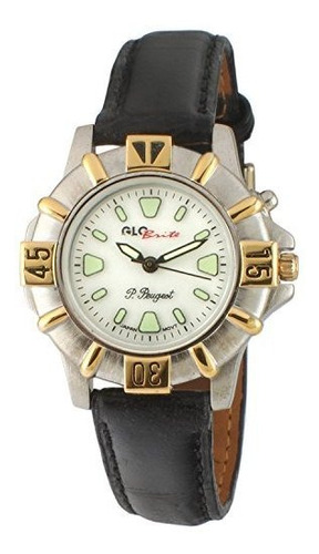 Peugeot Womens Glow In The Dark Reloj De Correa De Cuero Neg