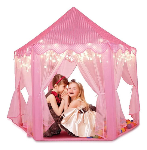 Casa Para Niños Juguete Castillo Princesa Con 5mstar Lights Color Rosa