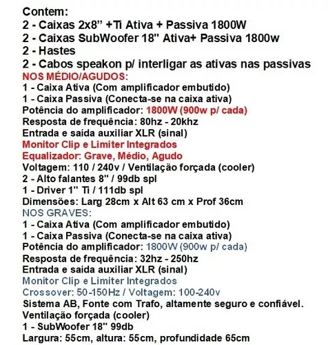 Caixa Ativa 18 Sub 1500w Nhl Top 18 Subwoofer Limiter Cooler