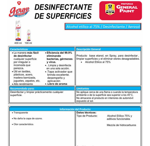 Desinfectante En Aerosol (antiviral) 12pz