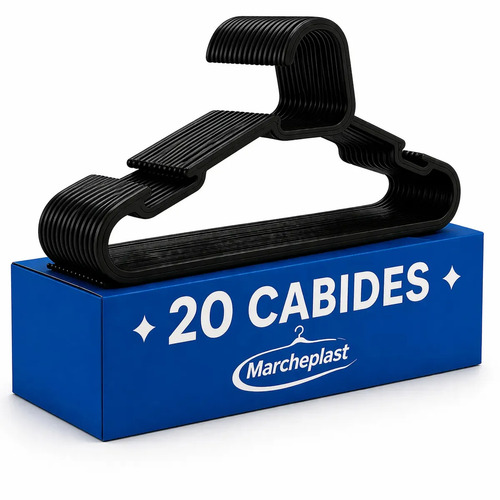 Kit 20 Cabide Adulto Preto Reforçado Organizador Roupa