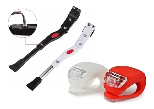 Pack Luces Led Bicicleta Silicona + Pata Apoyo Bici