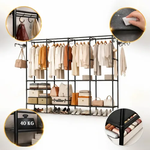 Organizador Roupa Aberto Closet 4 Colunas Desmontável Arara