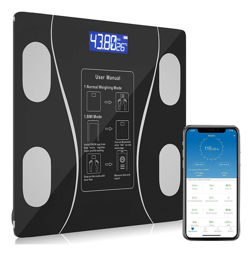 Bascula De Imc De Vidrio Templado Inteligente Inalambrico Pa