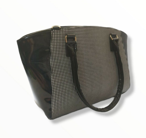 Imagen 2 de 2 de Bolsa Clásica Cuadros Negro Con Blanco Tenorio
