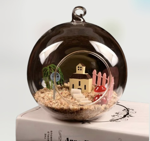 Set De 4 Floreros Esféricos De Vidrio Para Plantas Y Flores.