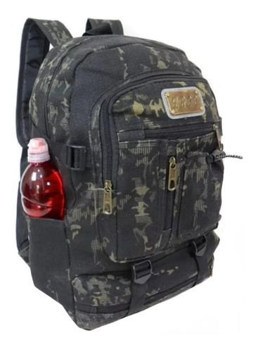 Mochila Camuflada Reforçada Escolar,trabalho Unisex L899 C38 Cor Preto