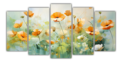 100x50cm Cuadro Abstracto De Flores De Caléndula Colorida