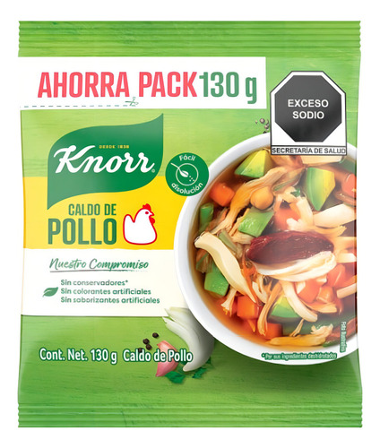 8 Pzas Caldo De Pollo Knorr En Polvo 130g