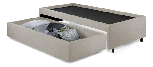 Box Com Gaveta 120 126x208x38 Cm Courino Linho Areia