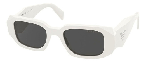 Óculos de sol Prada Symbole SPR17W armação de acetato cor white chalk, lente slate grey, haste white chalk de acetato - SPR 17WS 1AB- 5S0 49