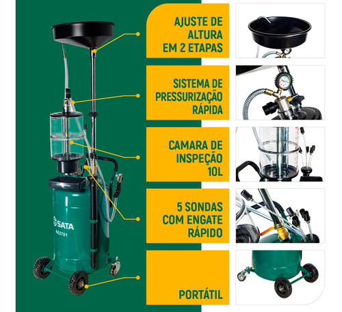 Imagem 2 de 5 de Coletor De Óleo Com Carrinho 70 Litros Oficina Mecânica