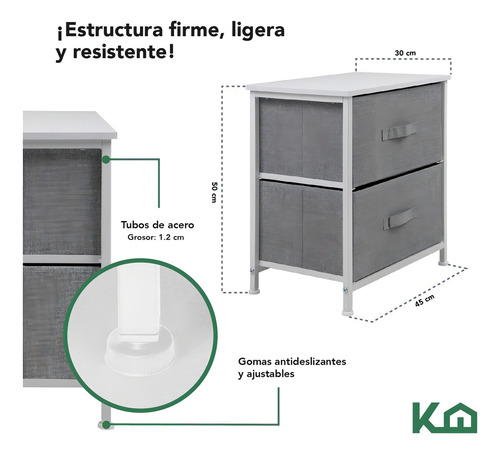 Comoda Cajonera 2 Cajones 2pzas Colchon Matrimonial En Caja Color blanco y gris