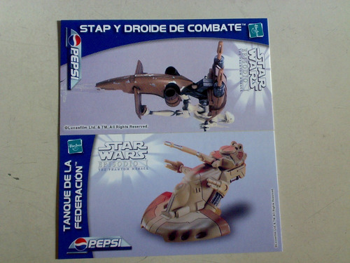 Star Wars Episodio I Stap Y Tanque Ultra Pepsi Cards 