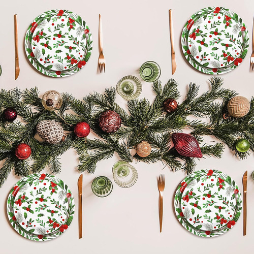 Anydesign - Juego De 75 Platos De Navidad, Servilletas De Ac