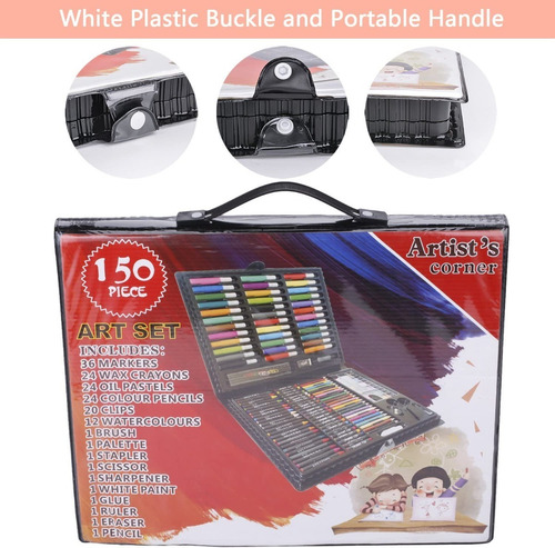 Imagen 9 de 10 de Valija Set Arte Escolar Maletin Didáctico 150 Piezas
