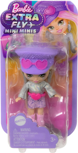 Muñeca De Viaje Barbie Extra Mini Minis Con Diseño Metálico