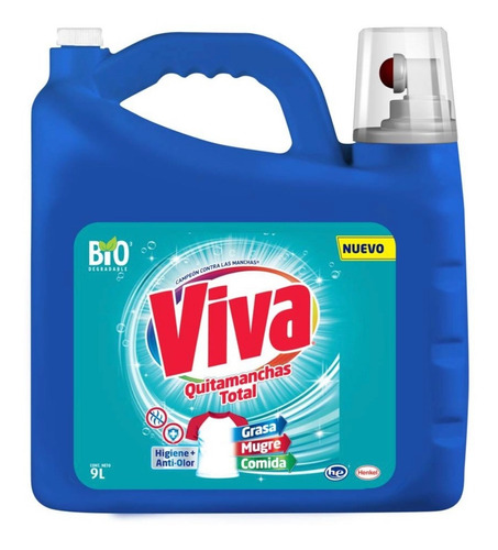 Detergente Líquido Viva Poder Dual Con Clorox Ropa De 9 L