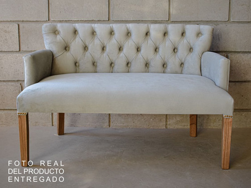 Imagen 3 de 9 de Sillon Matero Doble 2 Cuerpos Apoyabrazos Chenille Capitoné
