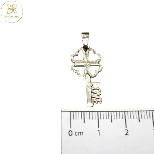 Imagen 4 de 5 de Dije Plata Trebol Con Llave Love