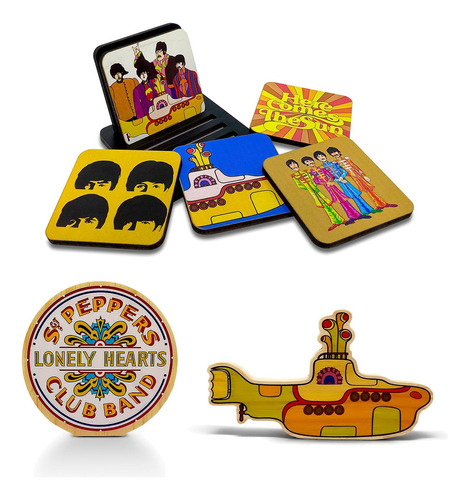 Kit Decoração Presente Beatles Porta Copos Submarino Amarelo