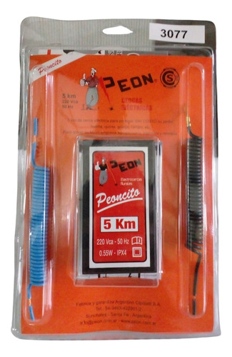 Electrificador Peoncito 5 Km Hasta 1 Hectárea - 40% menos consumo - Único certificado en Seguridad Eléctrica (No daña animales ni personas) - Marca Peón original