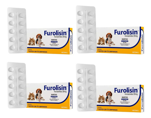 04 Furolisin Comprimido 20 Mg 10 Comp Diurético Vetnil