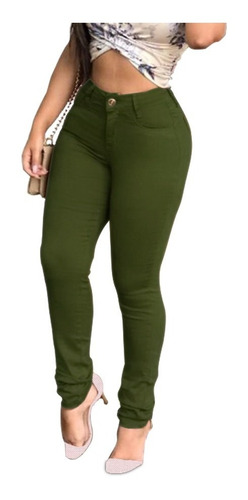 calça jeans verde militar