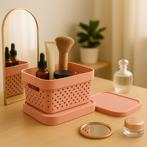 Kit Com 3 Caixas Organizadora Rosa 4,5l Para Guardar Objetos