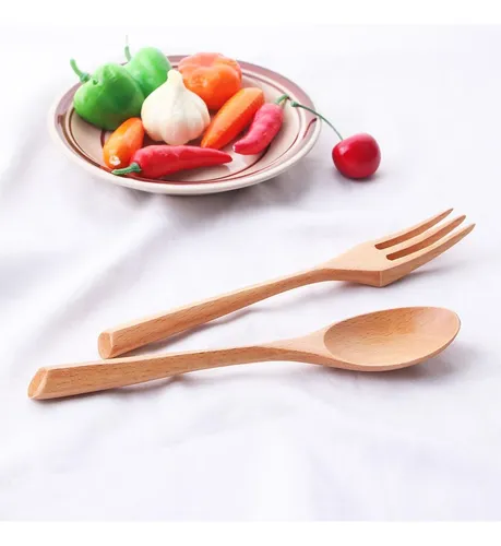 Cucharero De Madera Y Juego De Horquilla Utensilios De Cocin