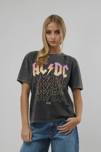 Remeron Algodón Lavada Con Roturas Estampa Acdc Scombro